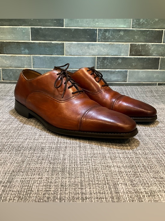 Magnanni Other - Magnanni Men's Handcrafted Leather Cap-Toe Oxford Dress Shoes In Cognac